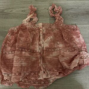 LoveShackFancy Dusty Rose Sully Heritage Top